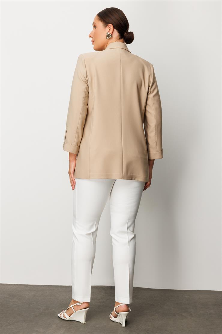 Modailgi  Tek Düğme Cep Kapaklı Ceket Taş