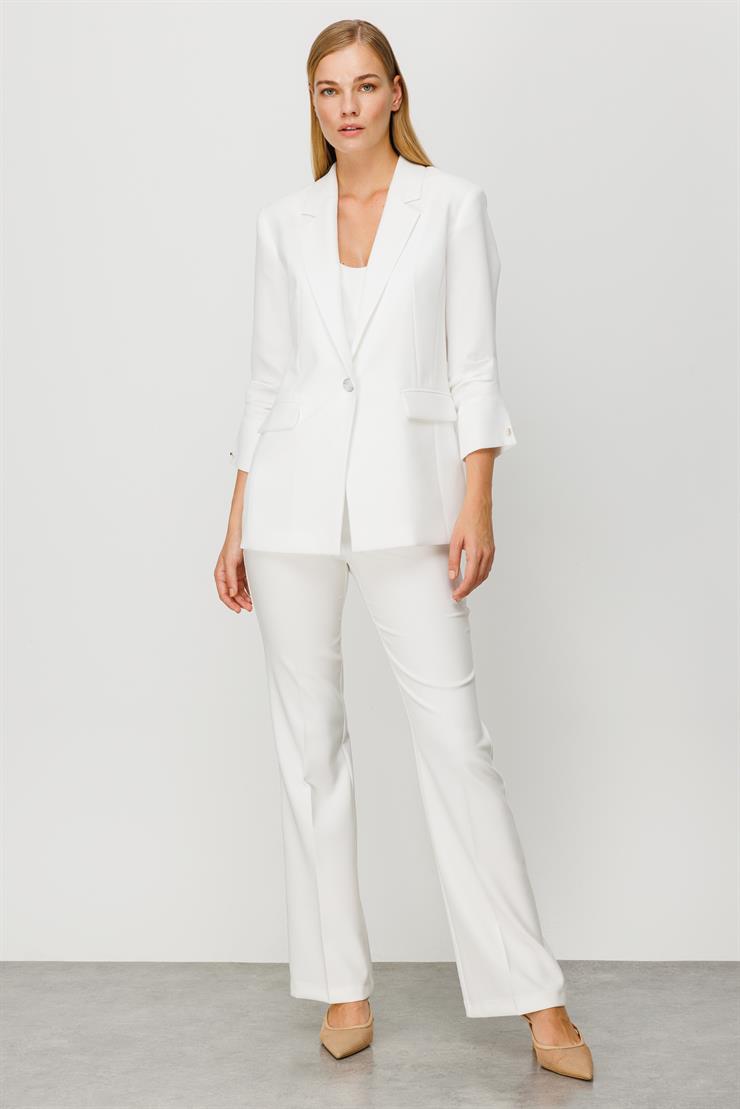 Modailgi  Tek Düğme Kolu Pileli Ceket Ekru