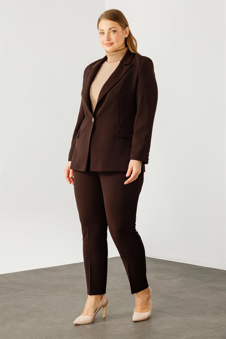 Modailgi  Tek Düğmeli Klasik Ceket Kahve