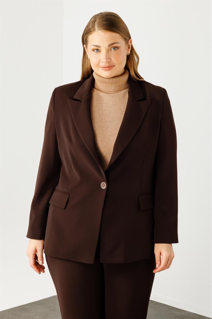 Modailgi  Tek Düğmeli Klasik Ceket Kahve