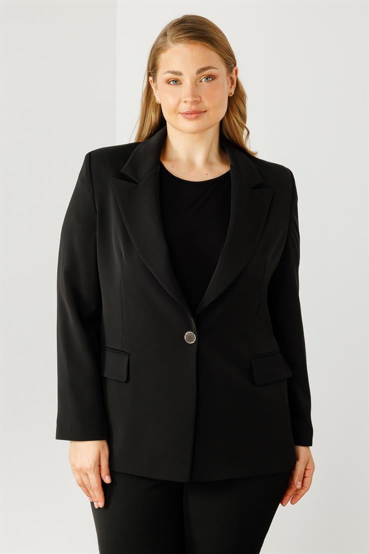 Modailgi  Tek Düğmeli Klasik Ceket Siyah