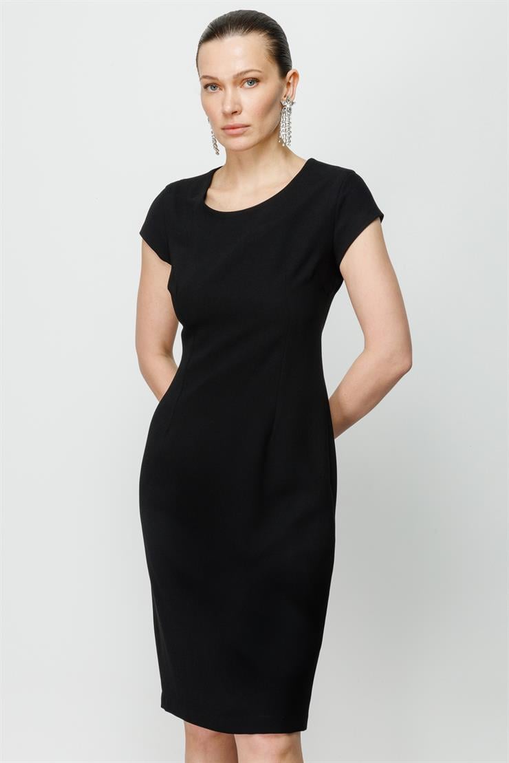 Modailgi  Tırnak Kol Klasik Elbise Siyah