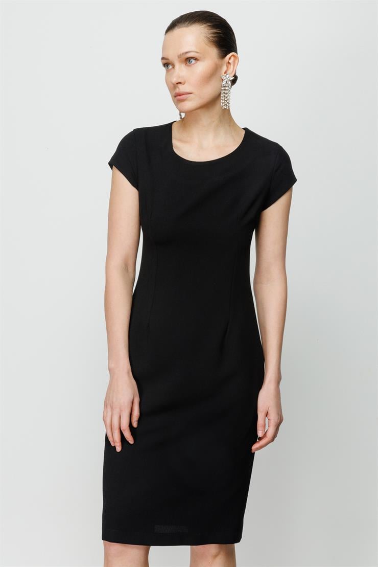 Modailgi  Tırnak Kol Klasik Elbise Siyah