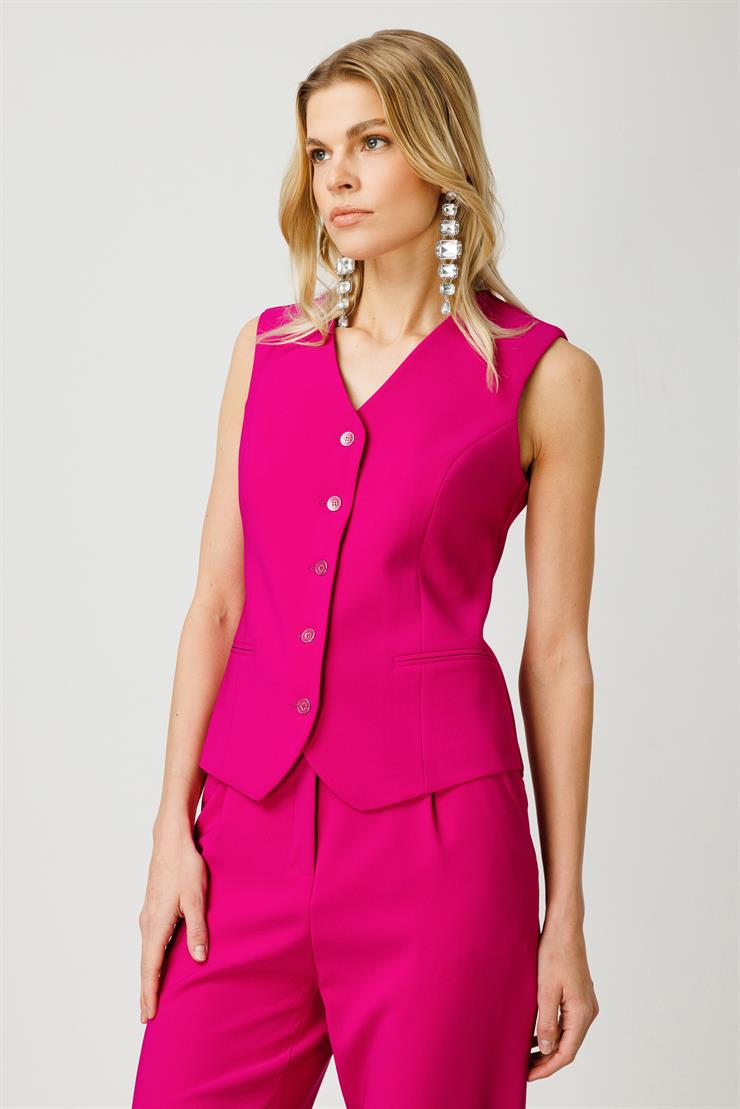 Modailgi  Toka Detaylı Yelek Fuşya
