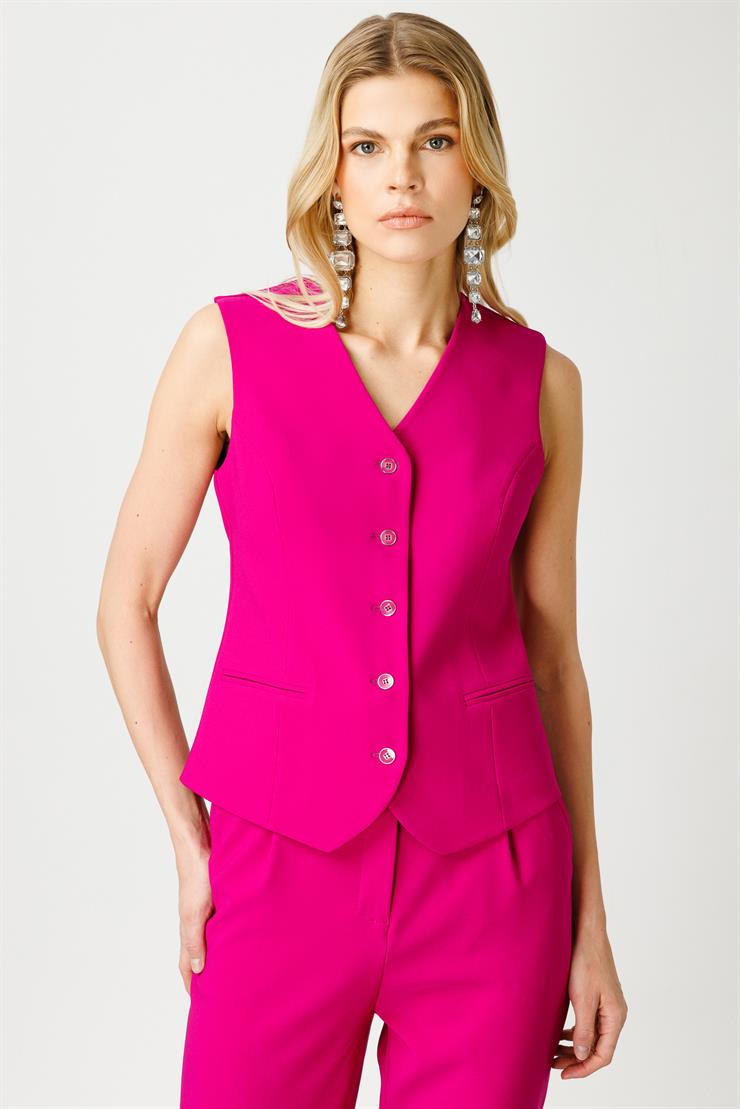 Modailgi  Toka Detaylı Yelek Fuşya