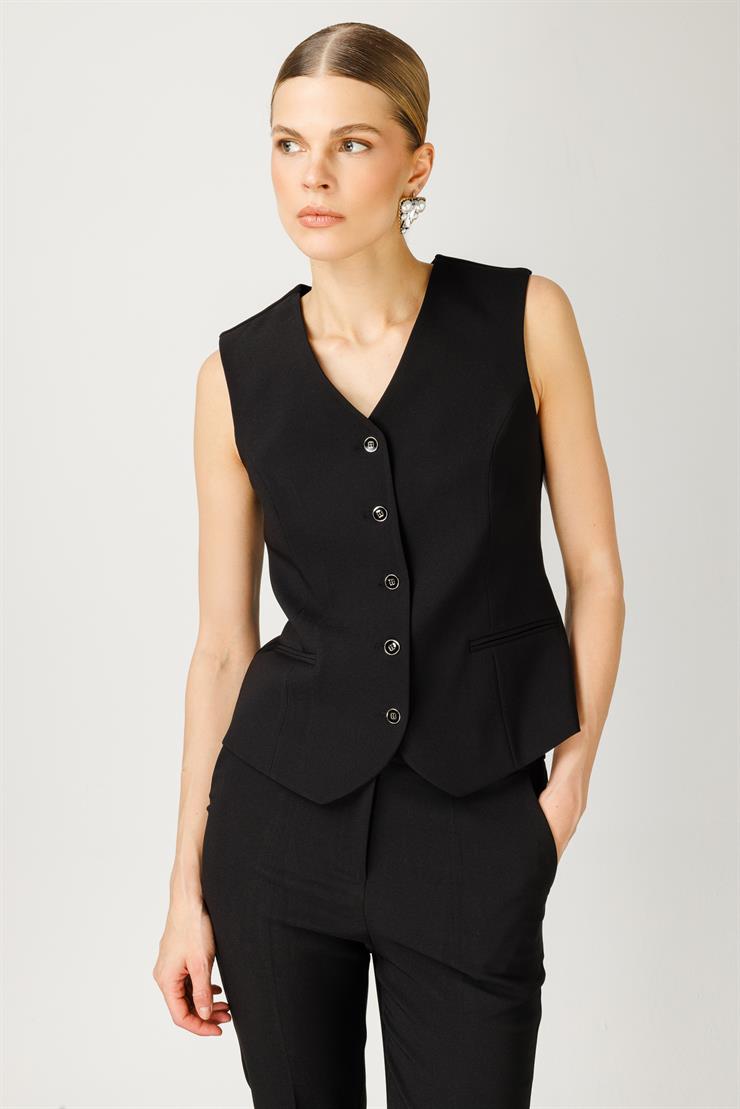 Modailgi  Toka Detaylı Yelek Siyah