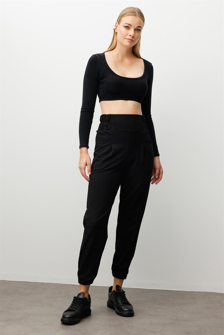 Modailgi  Torba Cep Şalvar Pantolon Siyah