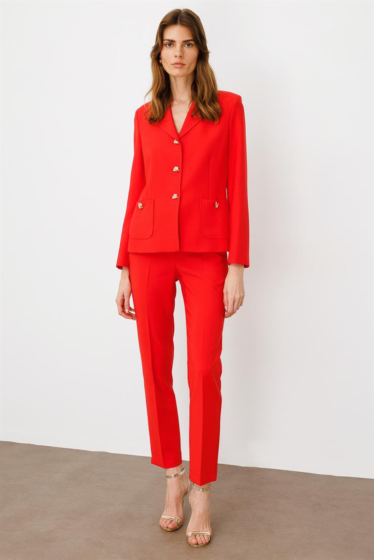 Modailgi  Torba Cepli Mono Yaka Yarım Astarlı Ceket - 4695 Mercan