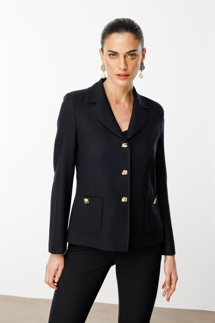 Modailgi  Torba Cepli Mono Yaka Yarım Astarlı Ceket - 4695 Siyah