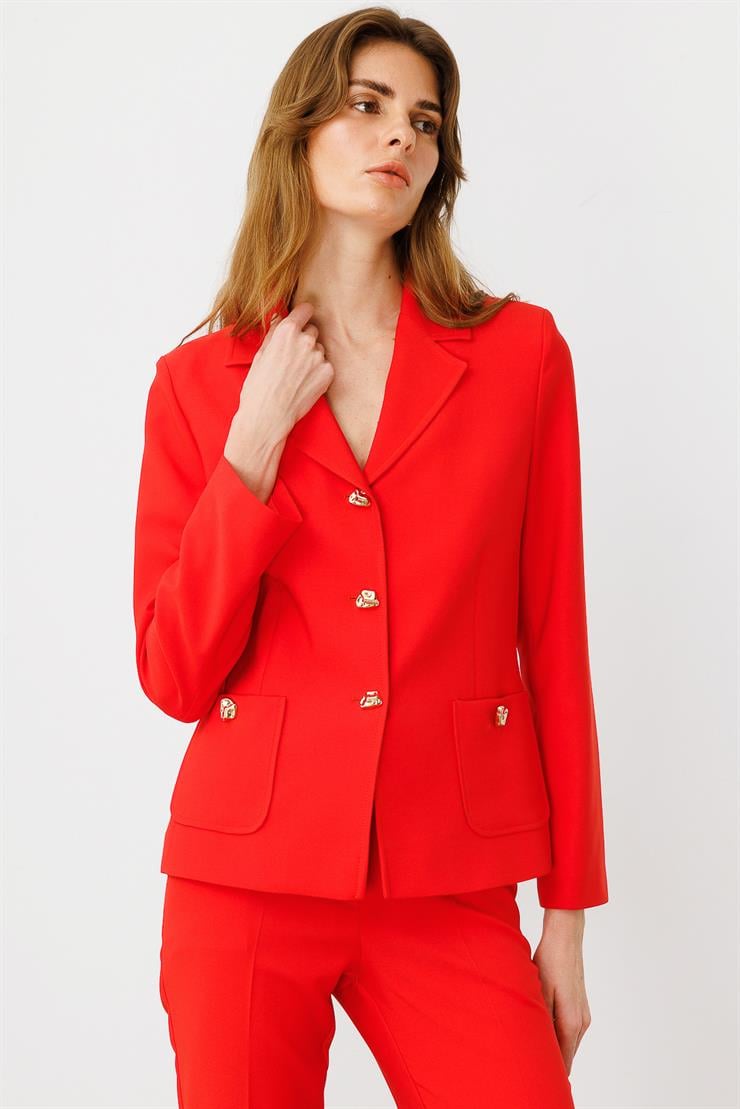 Modailgi  Torba Cepli Mono Yaka Yarım Astarlı Ceket - 4695 Mercan