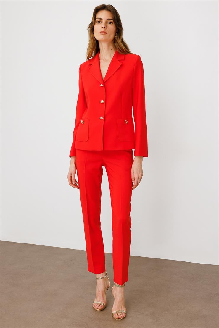 Modailgi  Torba Cepli Mono Yaka Yarım Astarlı Ceket - 4695 Mercan