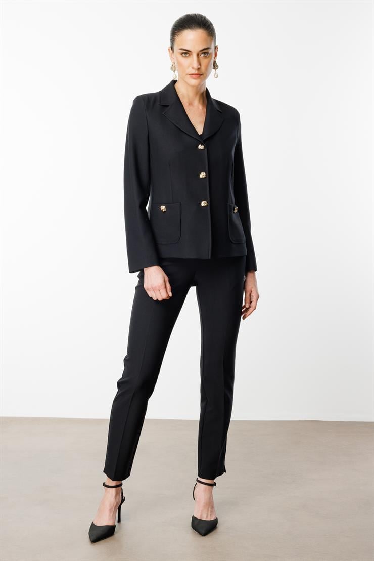 Modailgi  Torba Cepli Mono Yaka Yarım Astarlı Ceket - 4695 Siyah