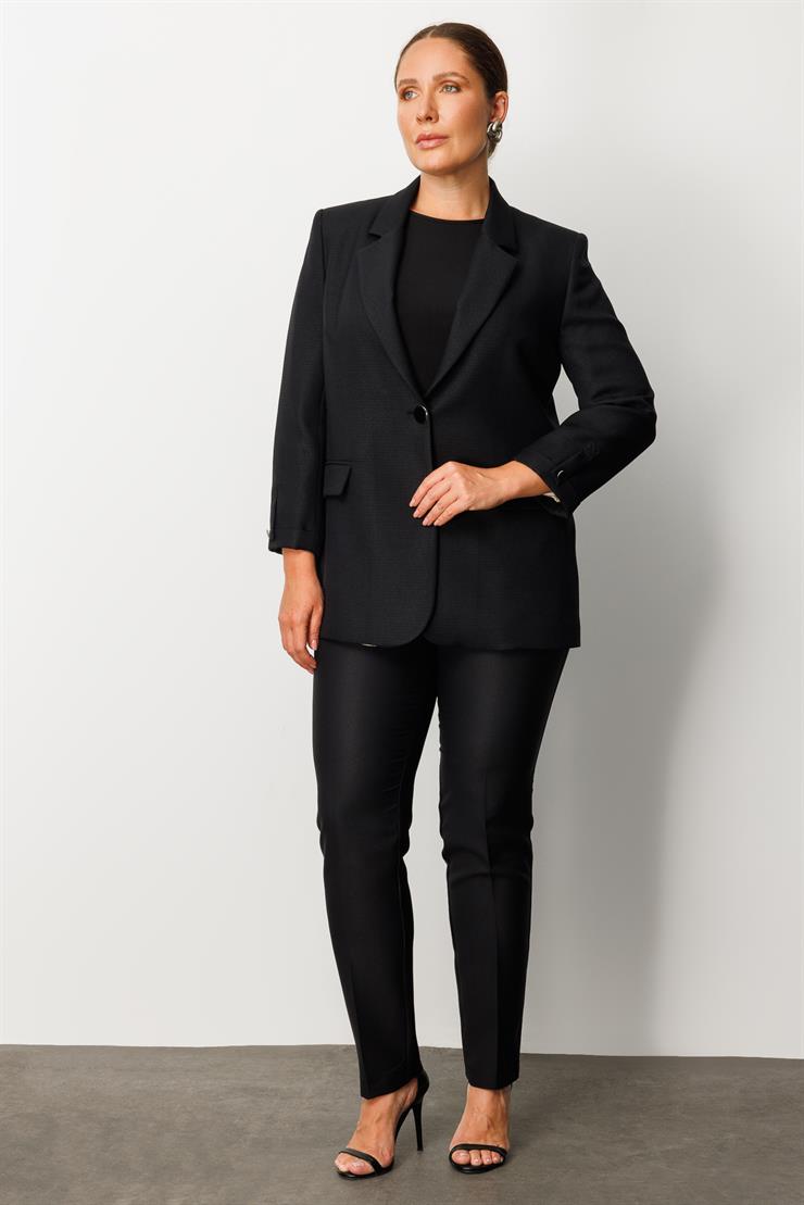 Modailgi  Truvakar Kol Tek Düğme Salaş Ceket Siyah