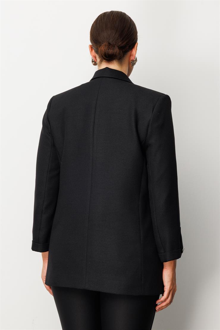 Modailgi  Truvakar Kol Tek Düğme Salaş Ceket Siyah