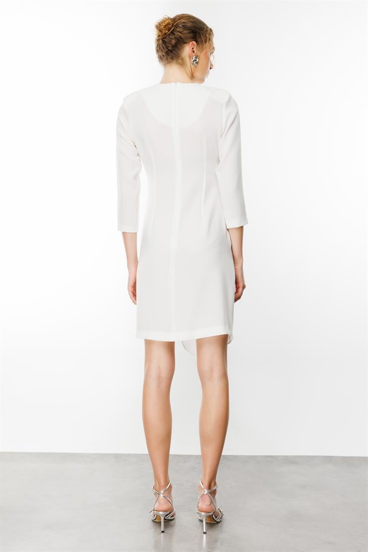 Modailgi  Truvakar Kol Tokalı Kruvaze Elbise Ekru