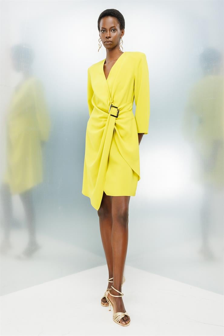 Modailgi  Truvakar Kol Tokalı Kruvaze Elbise Asit