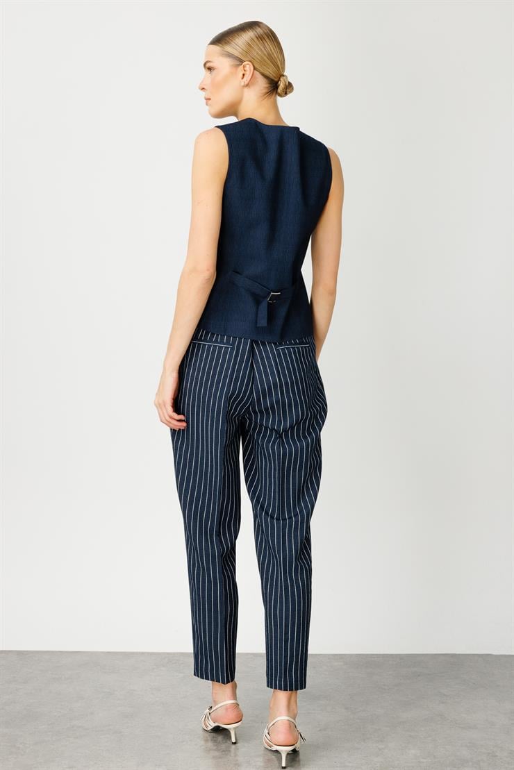 Modailgi  V Yaka Düğme Kapamalı Yelek Lacivert