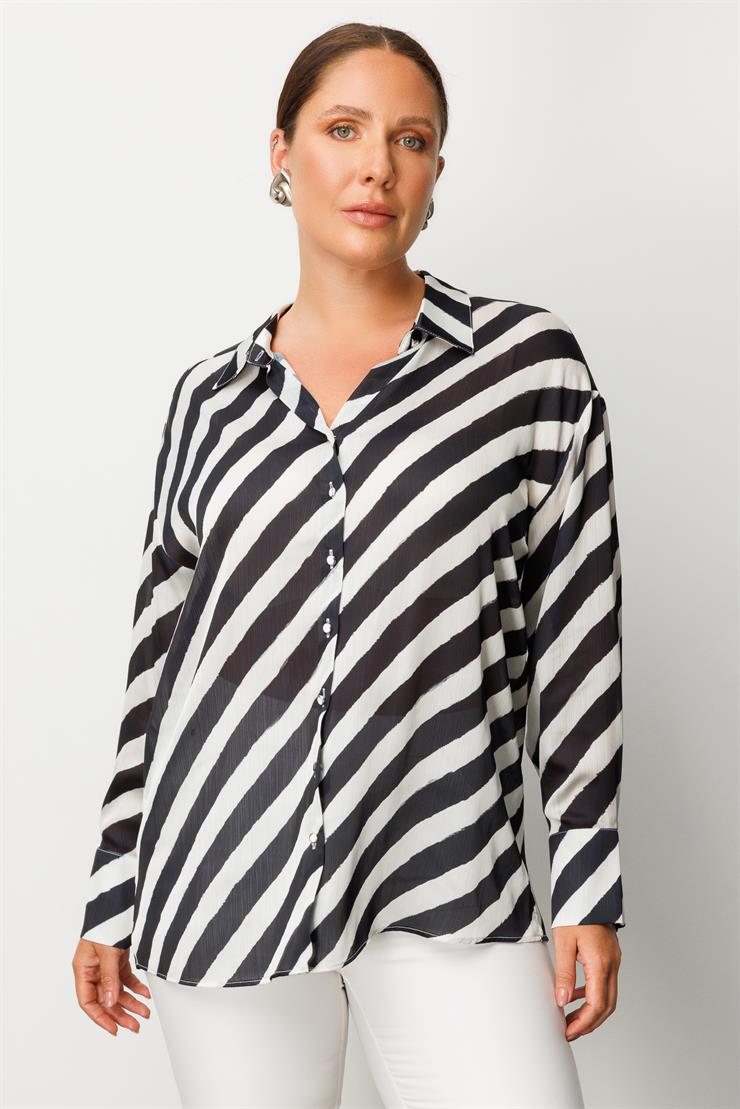 Modailgi  Verevli Klasik Saten Gömlek Siyah