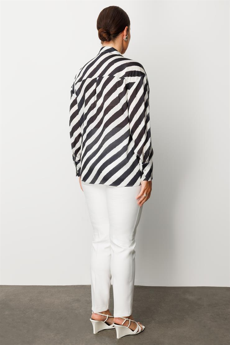 Modailgi  Verevli Klasik Saten Gömlek Siyah