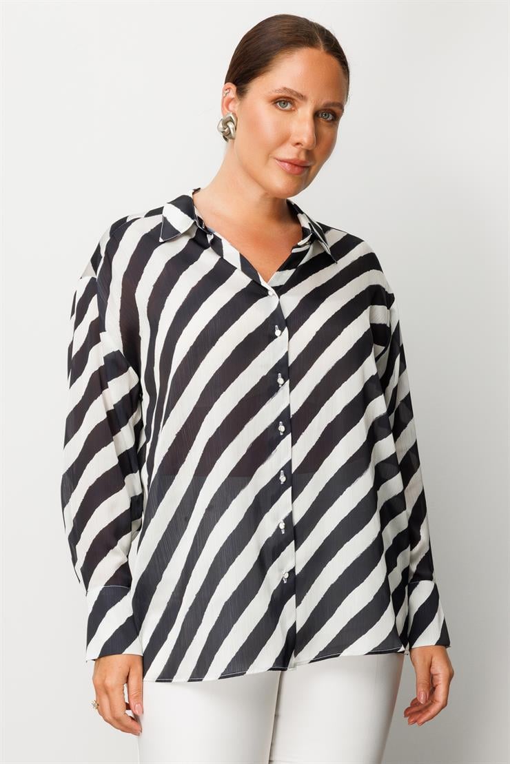 Modailgi  Verevli Klasik Saten Gömlek Siyah