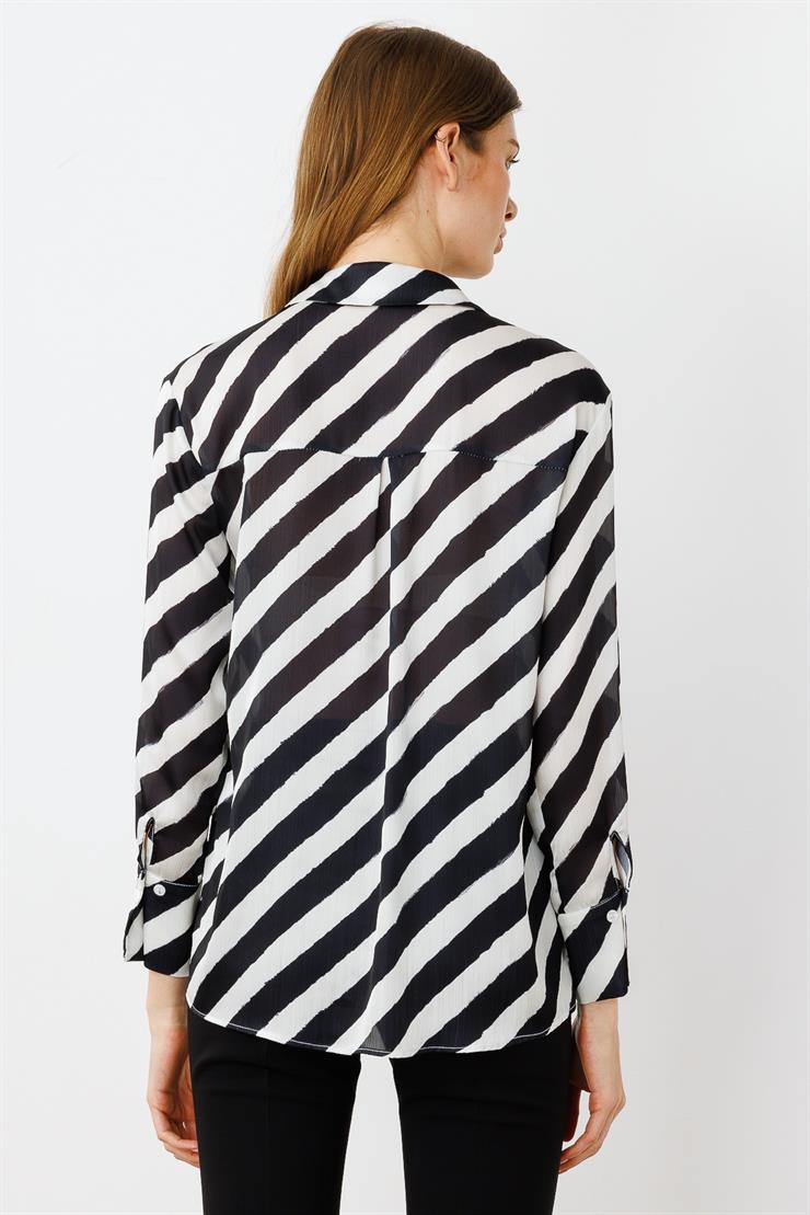 Modailgi  Verevli Klasik Saten Gömlek Siyah