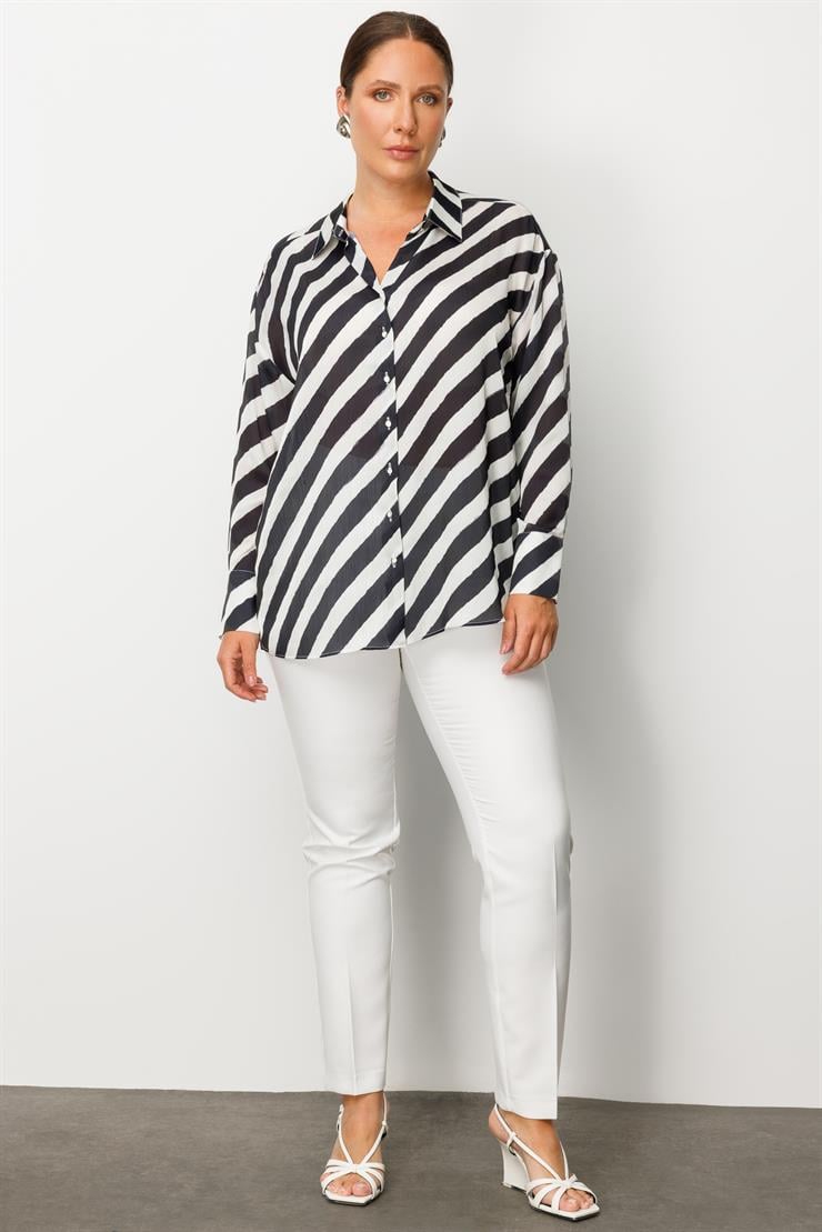 Modailgi  Verevli Klasik Saten Gömlek Siyah