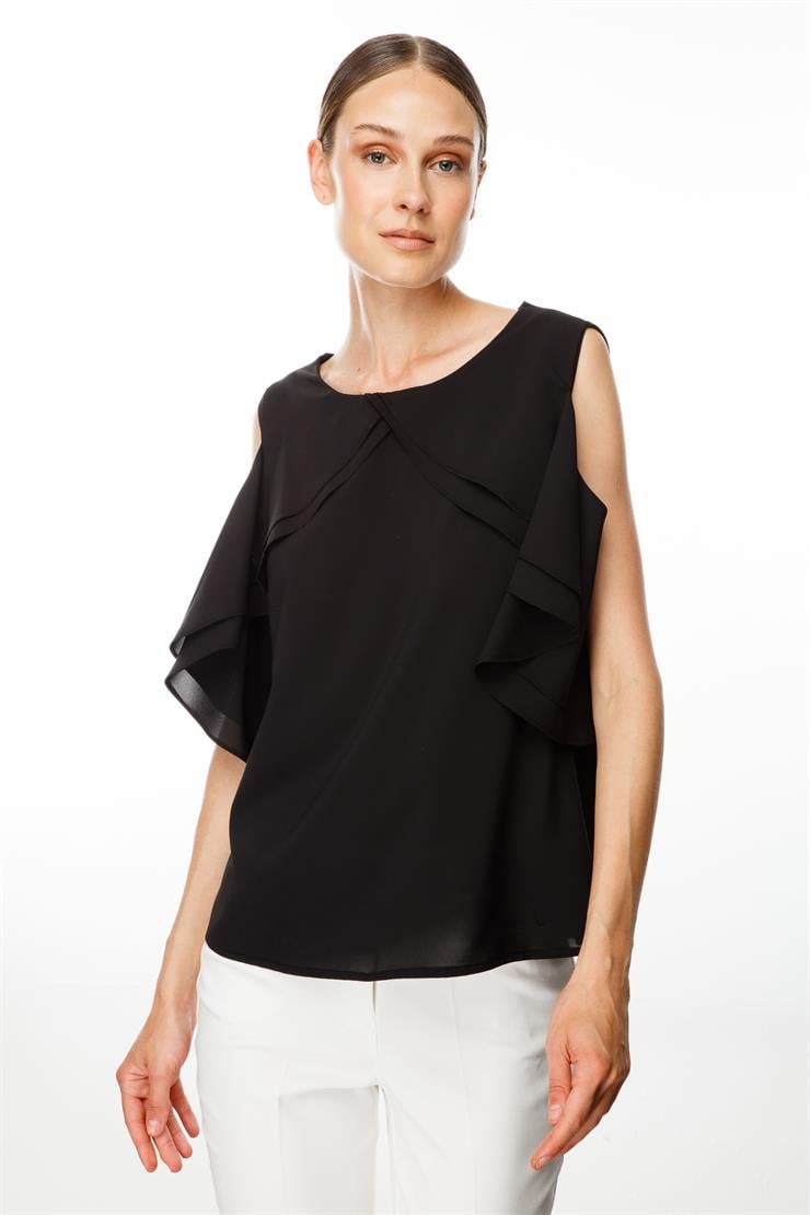 Modailgi  Volanlı Bluz Siyah