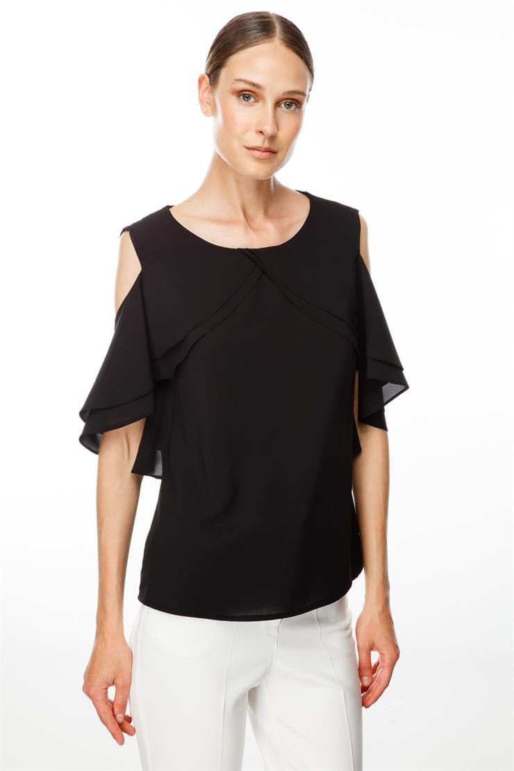 Modailgi  Volanlı Bluz Siyah