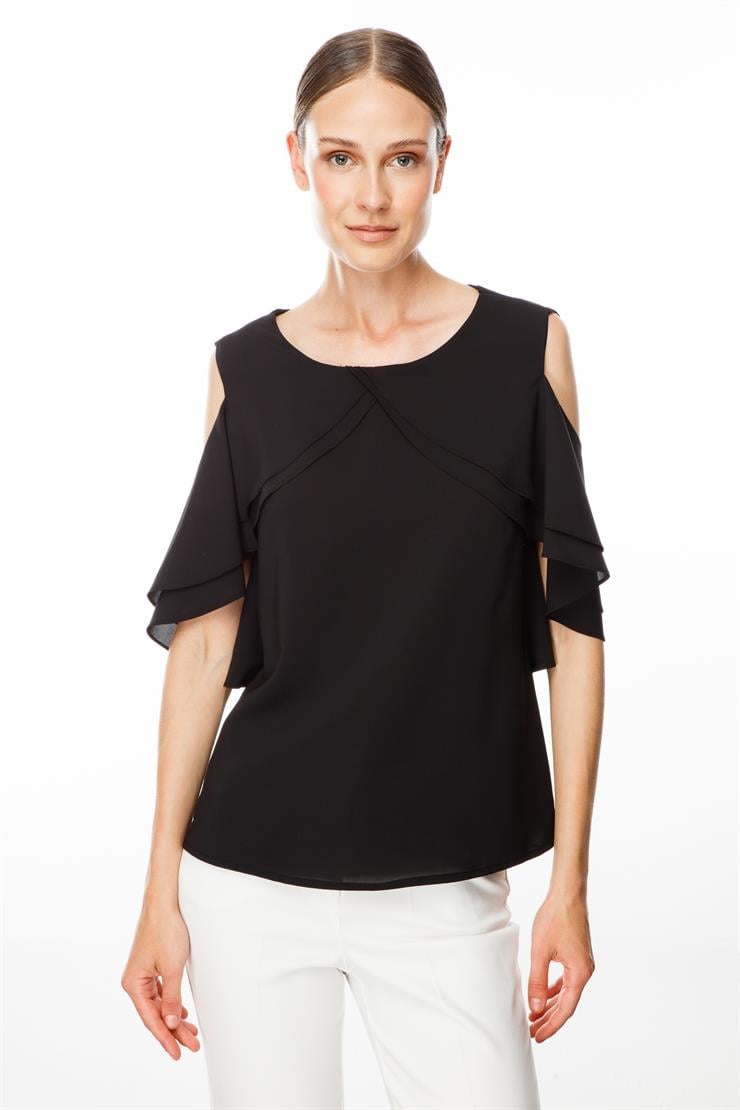 Modailgi  Volanlı Bluz Siyah