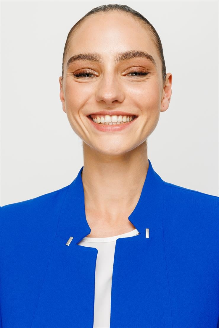 Modailgi  Yaka Ve Kolu Zımba Detaylı Ceket Saks