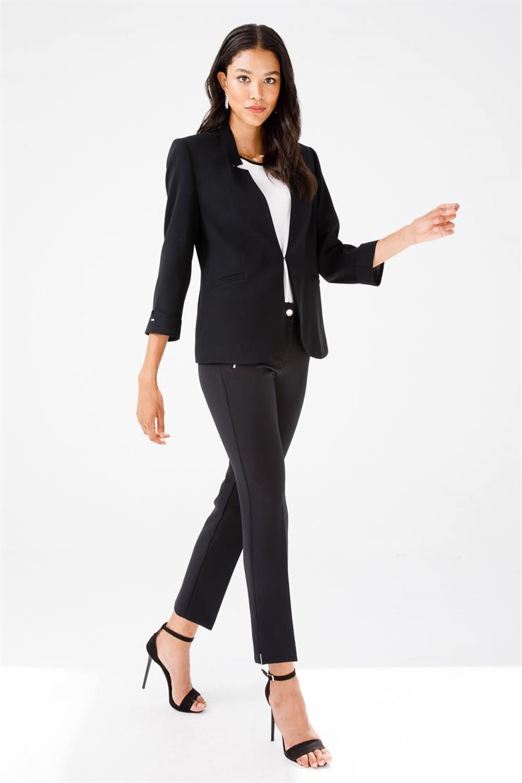 Modailgi  Yaka Ve Kolu Zımba Detaylı Ceket Siyah