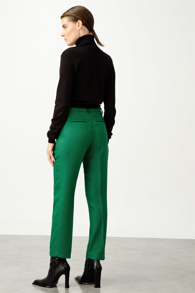 Modailgi  Yan Cep Biyeli Sigara Paça Pantolon Yeşil