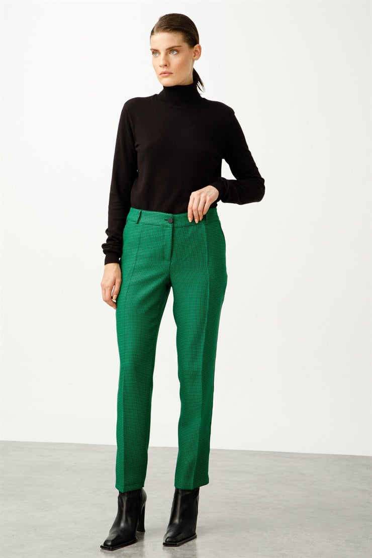 Modailgi  Yan Cep Biyeli Sigara Paça Pantolon Yeşil