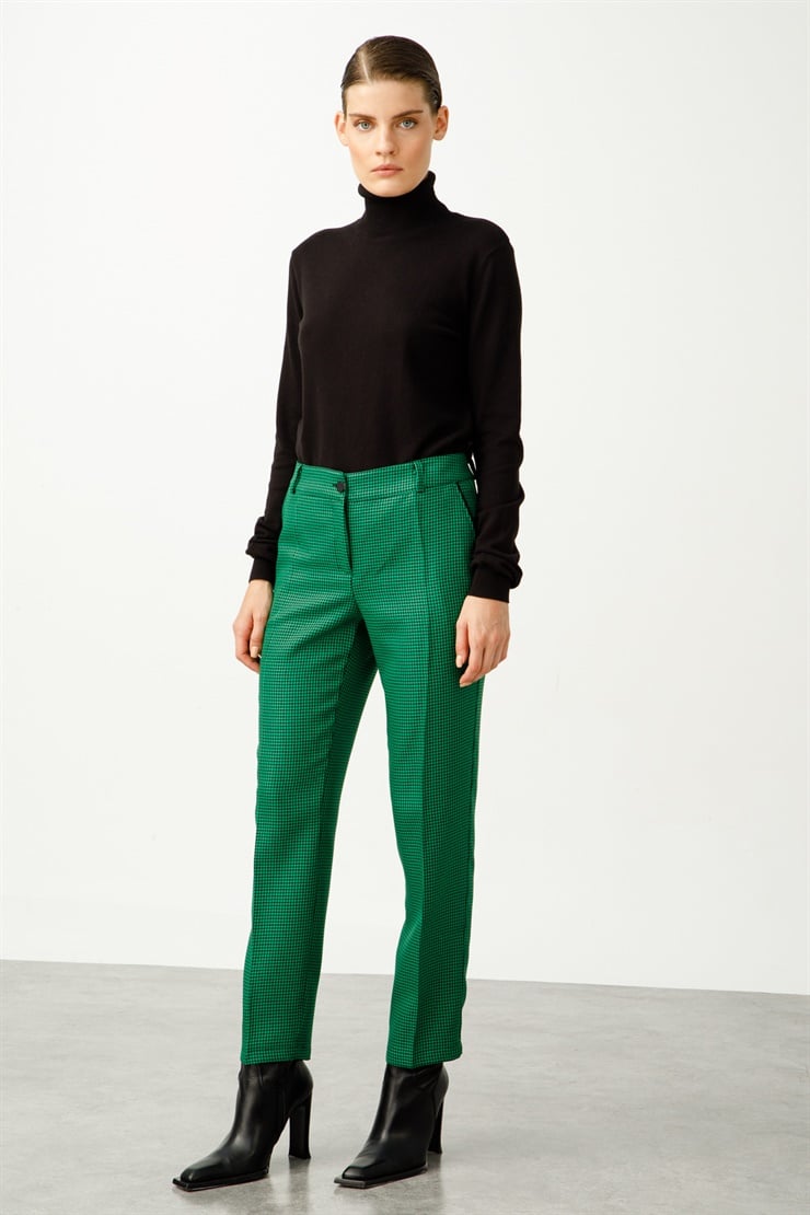 Modailgi  Yan Cep Biyeli Sigara Paça Pantolon Yeşil