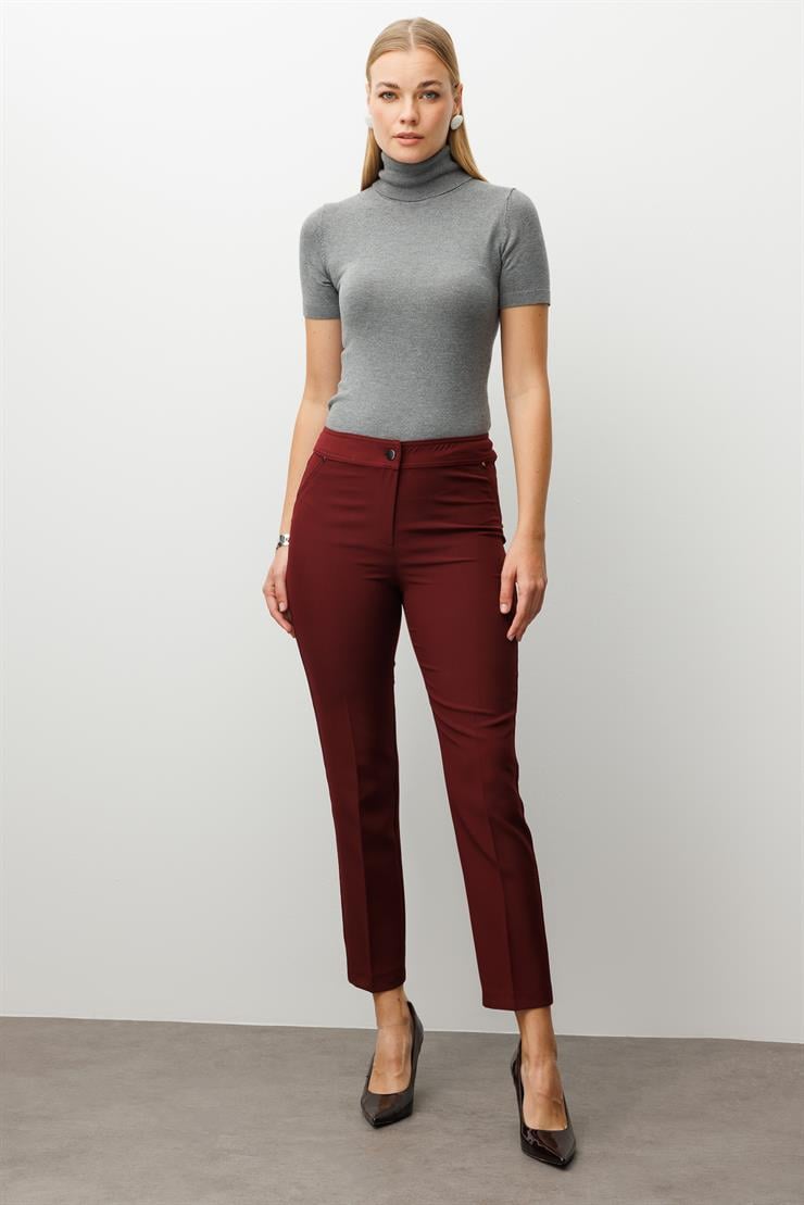 Modailgi  Yan Cep Dar Paça Pantolon Bordo