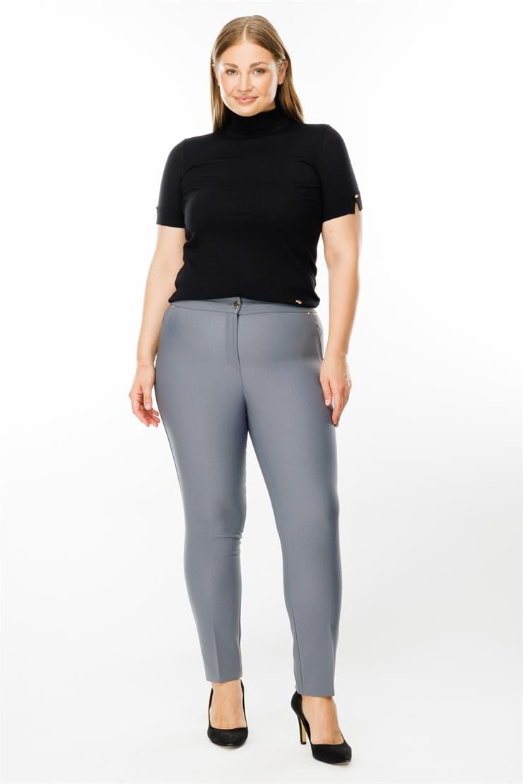 Modailgi  Yan Cep Dar Paça Pantolon Gri