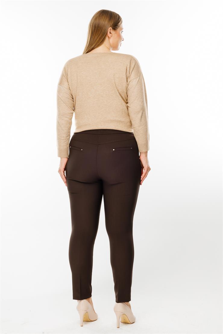 Modailgi  Yan Cep Dar Paça Pantolon Kahve