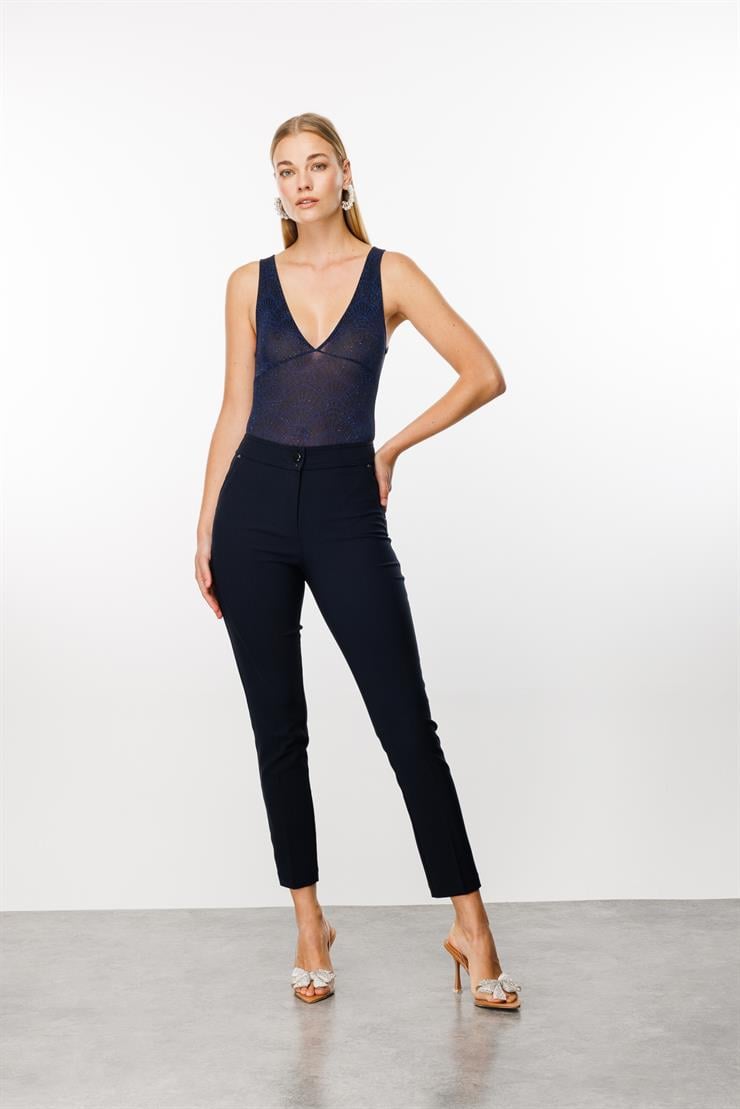 Modailgi  Yan Cep Dar Paça Pantolon Lacivert