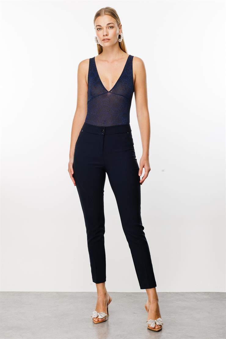 Modailgi  Yan Cep Dar Paça Pantolon Lacivert