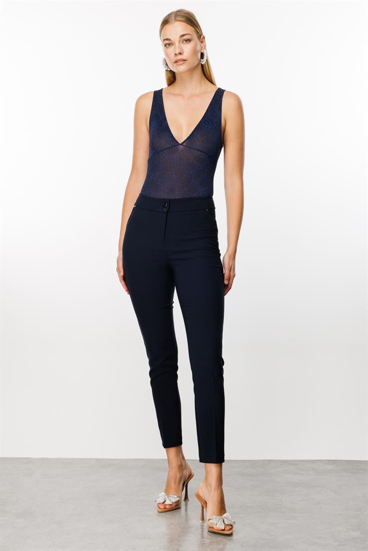 Modailgi  Yan Cep Dar Paça Pantolon Lacivert