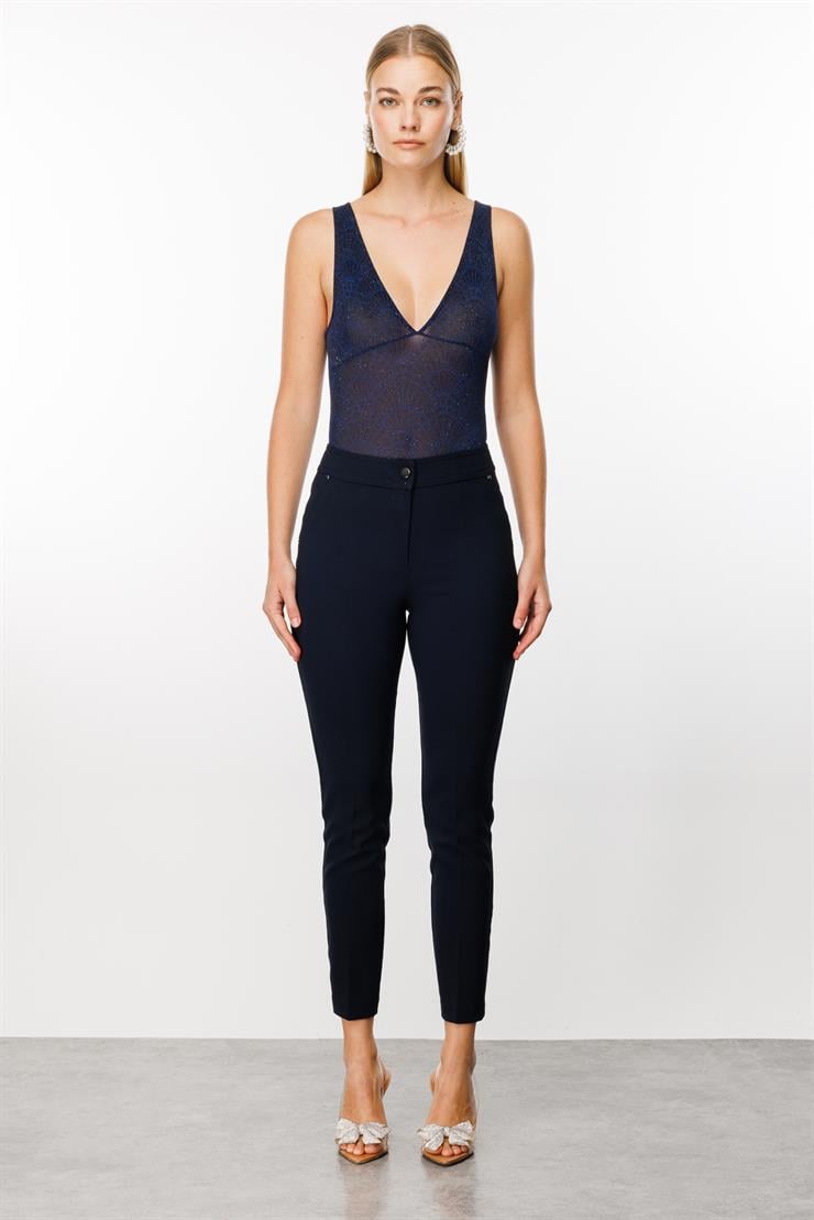 Modailgi  Yan Cep Dar Paça Pantolon Lacivert