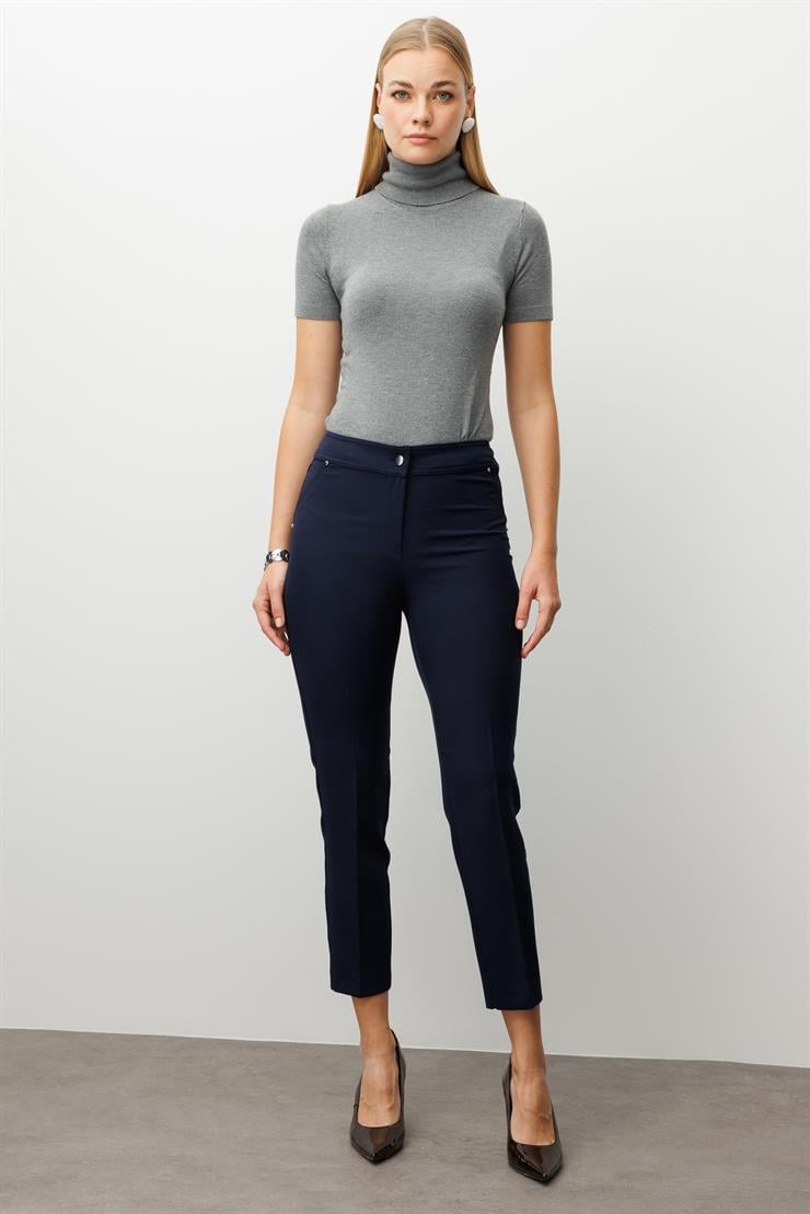 Modailgi  Yan Cep Dar Paça Pantolon Lacivert