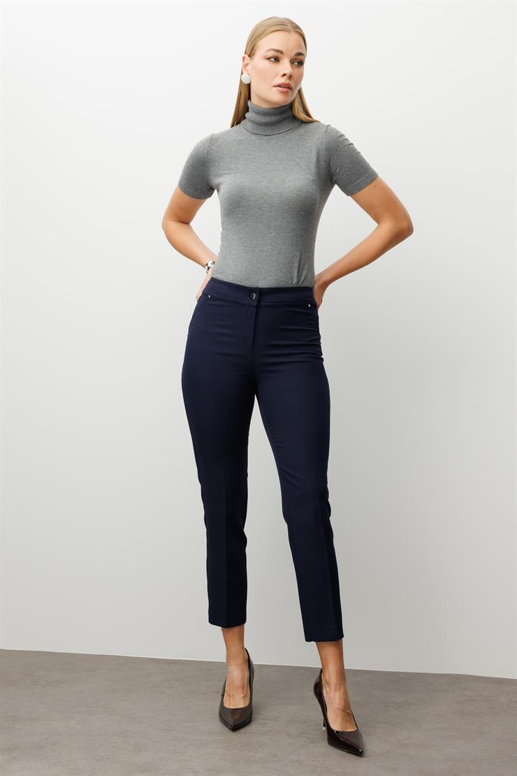 Modailgi  Yan Cep Dar Paça Pantolon Lacivert