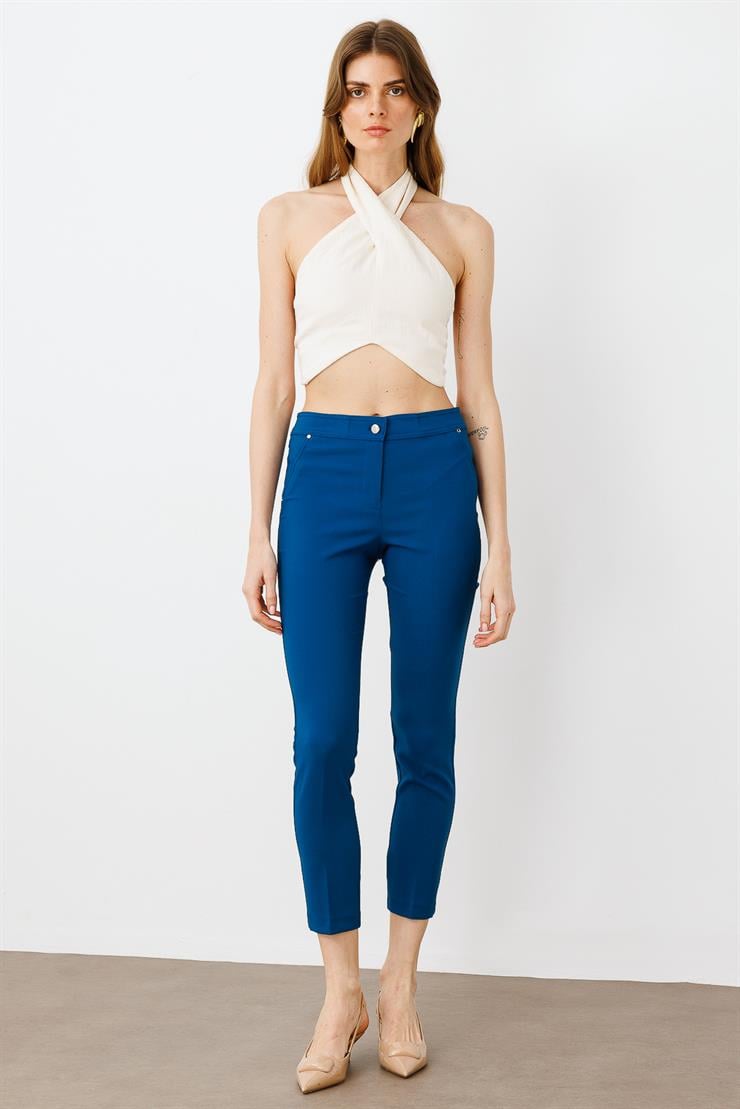 Modailgi  Yan Cep Dar Paça Pantolon Petrol Mavisi