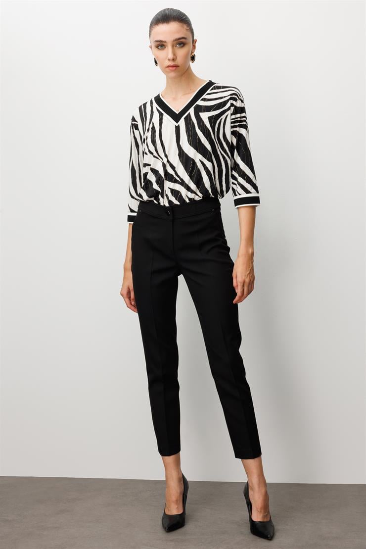 Modailgi  Yan Cep Dar Paça Pantolon Siyah