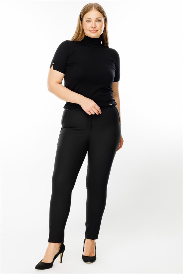 Modailgi  Yan Cep Dar Paça Pantolon Siyah