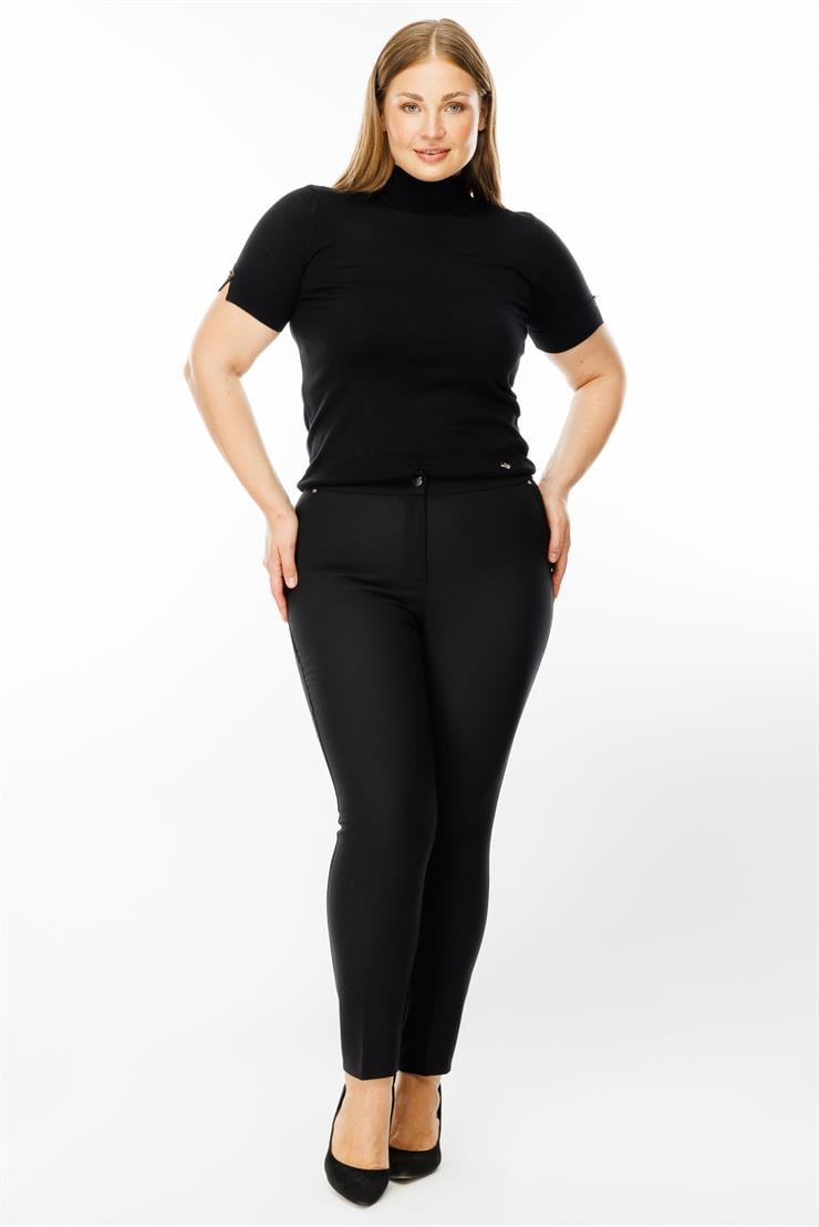 Modailgi  Yan Cep Dar Paça Pantolon Siyah