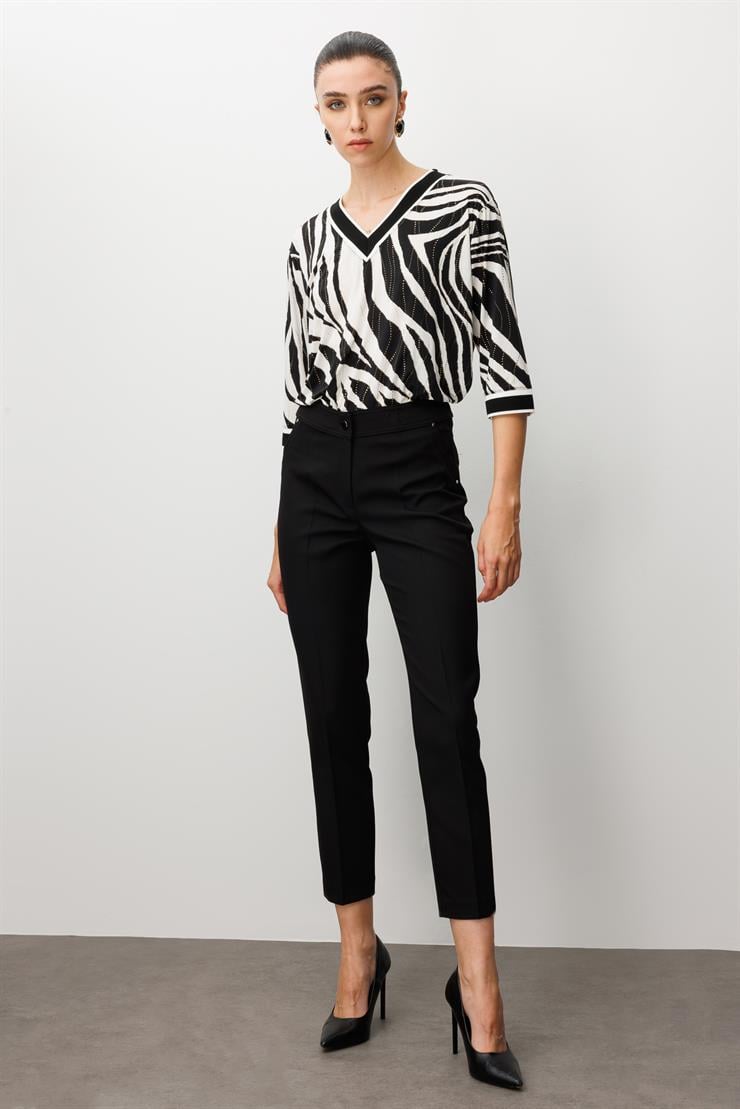 Modailgi  Yan Cep Dar Paça Pantolon Siyah