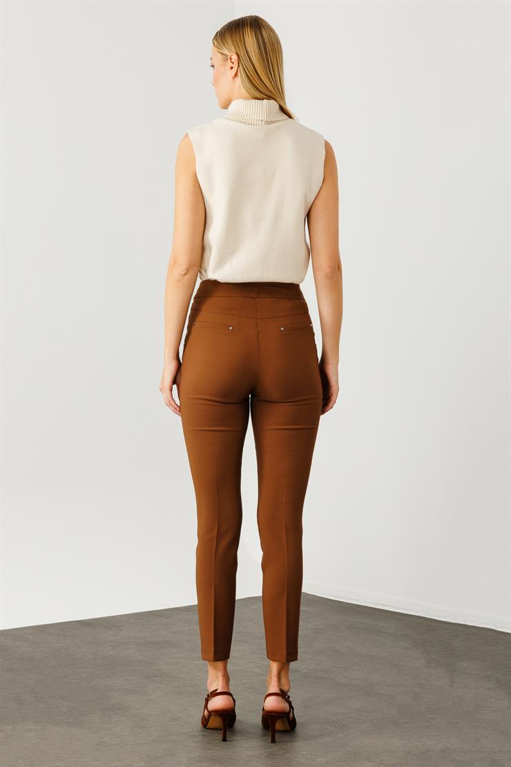 Modailgi  Yan Cep Dar Paça Pantolon Taba