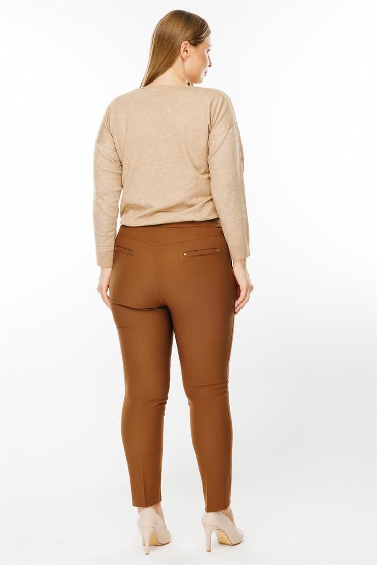 Modailgi  Yan Cep Dar Paça Pantolon Taba